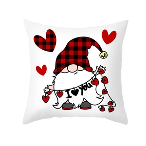 Valentine's Day pillow case featuring a buffalo plaid gnome with I Love You lettering