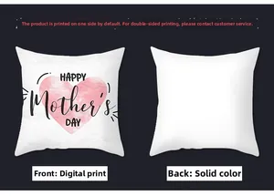 Detail view of Mother's Day pillowcase showing pink watercolor heart and digital print