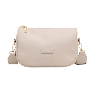 Creamy white retro pillow bag for women with golden hardware and fashion logo