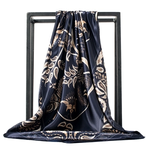 Sciarpa Quadrata In Raso Effetto Raso Stampa Paisley Floreale Elegante Hijab Etnico Fascia Per Capelli Donne Accessorio
