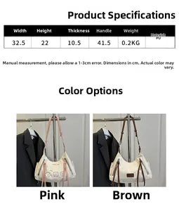 Detailed size specifications for trendy PU leather tote bag with cute bear patterns