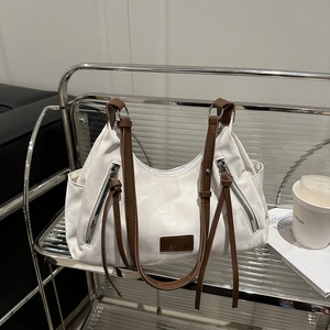 Grand Sac Hobo Femme Cuir PU Décontracté Quotidien Navette Sac À Épaule Avec Imprimé Mode Et Fermetures Éclair Décoratives