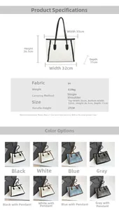 Detailed size chart for the large PU leather tote bag with precise measurements