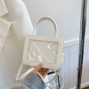 Ita Bag Small Square Handbag With Transparent Window PU Leather Clear Display Crossbody Shoulder Bag Street Style Women