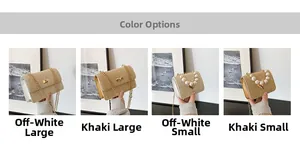 Comparison of straw handbags in off-white and khaki with pearl detail and gold chain