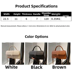 Size guide for PU leather handbag showing dimensions 22.5cm width and 11cm height