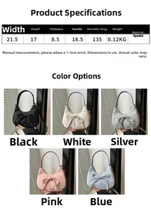 Detaillierte Maße der Schleife Hobo Tasche in fünf verschiedenen Farben erhältlich