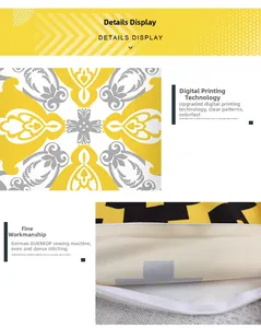 Détails macro de la housse de coussin géométrique avec impression numérique et coutures fines