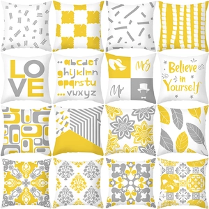 Taie D'oreiller En Peau De Pêche Nordique Imprimé Géométrique Lettre Housse De Coussin Moderne Décoratif