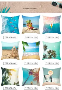 Colección de nueve fundas de cojín con motivos tropicales de verano y playa marina