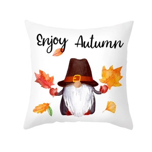 Housse de coussin Enjoy Autumn avec gnome et feuilles d'érable pour l'automne