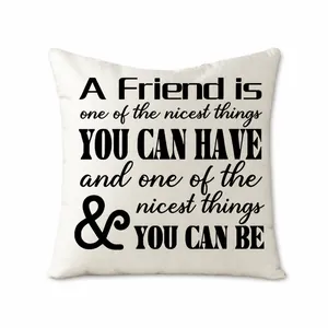 Detailed comparison of typography design and printed polyester friendship pillowcase