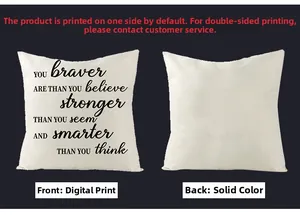 Detailed front and back view of polyester pillowcase with black typography on white fabric