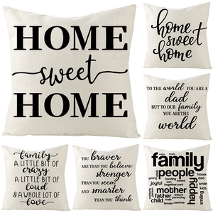 Modern Minimalist Linen Pillowcase With Black Letter Print Inspirational Quotes Square Throw Cushion Cover For Sofa Bedroom Home Decor Gift