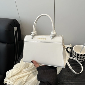 Women Fashion Knotted Handle Crossbody Bag PU Leather Canvas Stitching Handbag Daily Commute Shoulder Bag Letter Print Top Handle Bag