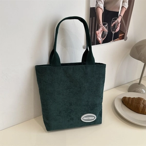 Women Corduroy Striped Underarm Bag Minimalist Solid Color Large Capacity Casual Shoulder Bag Commuting Tote Handbag For Lady