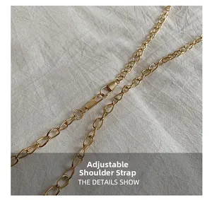 Close-up of adjustable golden metal chain strap for a stylish women handbag