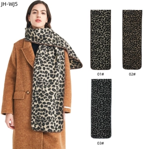 Thickened leopard print loop yarn scarf for women in three available autumn winter colors
