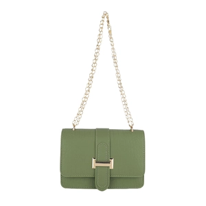 Chic green stone pattern small square bag with elegant gold chain shoulder strap