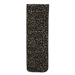 Close-up of thick leopard print scarf showing detailed texture and high-density fabric
