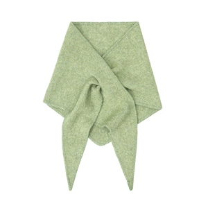 Detailed view of the fine texture on this soft light green knitted wool blend shawl