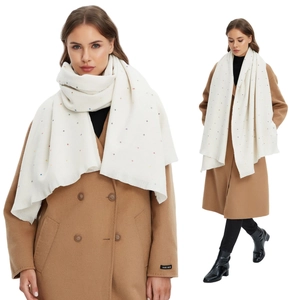 Dames Regenboog Gepunte Sjaal Winter Warme Polyester Gebreide Omslagdoek Met Kwastjes Gekleurde Stip Lange Sjaal Sieraden