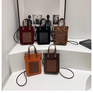 Detailed display of vintage leopard print and solid PU leather small square crossbody bags