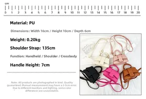 Spécifications détaillées de taille pour le mini sac bandoulière en cuir 16x10x6cm