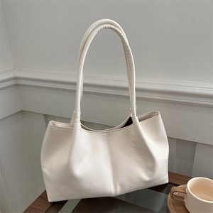 Modern Large Capacity PU Leather Tote Bag For Women Urban Minimalist Stitching Shoulder Bag Daily Commute Handbag Fashion