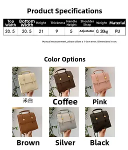 Size chart and color selection for a large capacity PU leather women's backpack