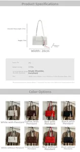 Tableau des tailles détaillé et options de couleurs pour le sac sous les aisselles en PU