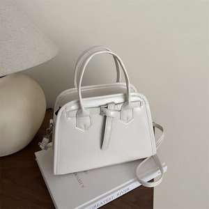 Vintage Women PU Leather Shell Crossbody Bag Minimalist Large Capacity Shoulder Bag With Stitching Detail Adjustable Strap Daily Commute Handbag