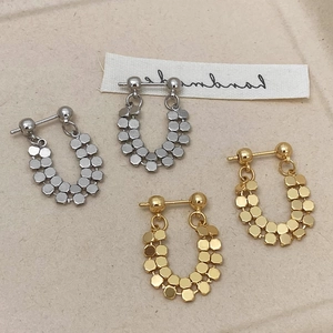 Geometric Honeycomb Sequin Drop Earrings French Vintage Style Copper Jewelry For Women High End Fashion