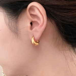 Polished gold drop hoop earrings for women with minimalist thick geometric design