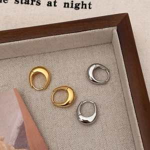 Chunky Water Drop Hoop Earrings Minimalist High Polish Copper Gold Silver Plated Geometric Teardrop Ear Buckle Fashion Jewelry