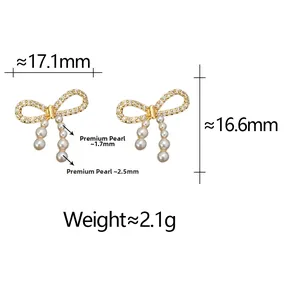 Detailansicht der Schleifenohrringe mit Kristallen und Maßen 17,1 mm mal 16,6 mm