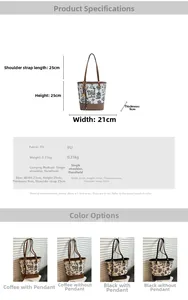 Detailed size specifications and color options for the landscape print tote bag