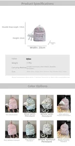 Detaillierte Maße des Blumen-Nylon-Rucksacks mit 20x23x9cm Größe und 0,18kg Gewicht