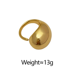 Polished 18K gold chunky metal ring with smooth industrial finish and 13g weight