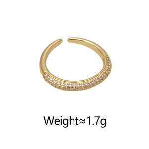 Detailed macro view of gold-plated ring with double-row micro-pave cubic zirconia stones