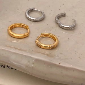 Boucles D'oreilles Créoles En Cuivre Zircon Exquises Rétro Français Micro Serti Or Argent Plaqué Bijoux D'oreille Pour Femmes