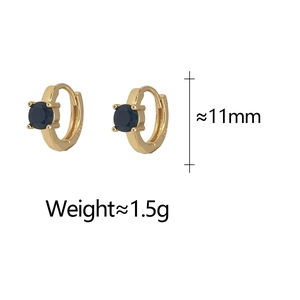 Detail view of gold zircon hoop earrings with 11mm diameter and S925 engraving mark