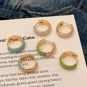 Elegante Emaille Creolen Mit Marmortextur Kupfer Vergoldet Geometrische Ohrringe Für Damen Nischenstil Schmuck
