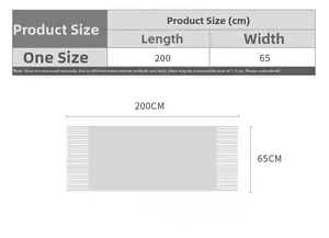 Size chart showing 200cm x 65cm dimensions for the plaid tassel scarf and shawl