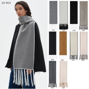Winter double-sided solid color thick scarf with tassel edges in 10 diverse color options