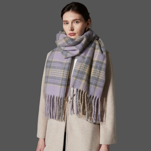 Winter Plaid Scarf For Women Thick Warm Cashmere Like Shawl With Tassels British Retro Checkered Wrap Large Fashion Soft