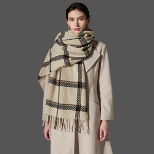 Écharpe à Carreaux d'Hiver pour Femmes Gland Classique Grand Châle Chaud Doux Wrap Accessoire de Mode