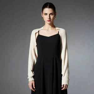 Women Solid Color Knitted Shrug Bolero Long Sleeve Short Cardigan Shawl Casual Open Front Outerwear Acrylic Shoulder Wrap Top