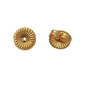 Golden sunburst textured floral earring backs with secure butterfly clasp closure