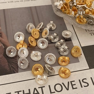 Flower Disk Earring Backs Butterfly Stoppers Gold Silver Plated Copper Decorative Ear Nut Backs For Jewelry Making DIY Finding
